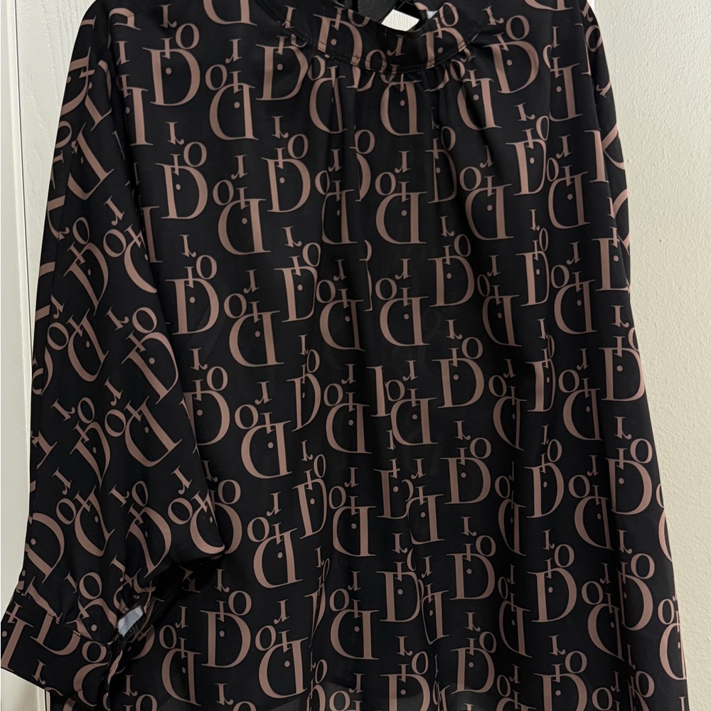 Dior Black and Pink Logo A-Line Top